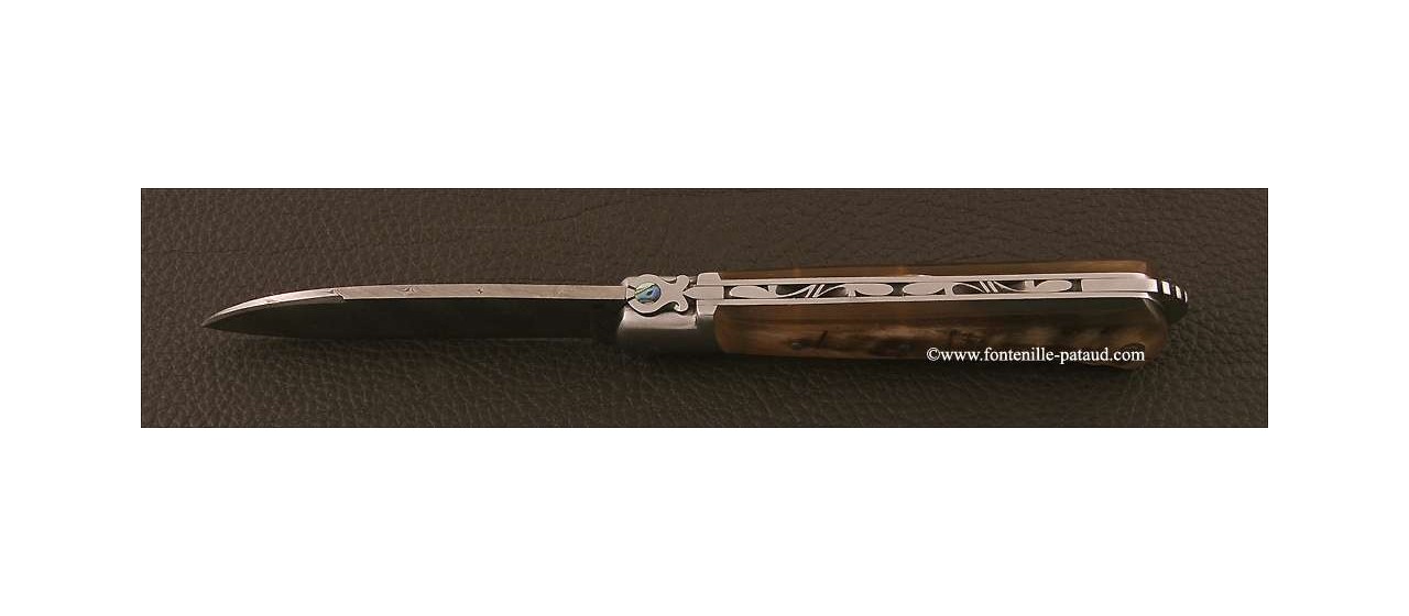 Couteau le 5 Coqs damas bélier fabriqué en France