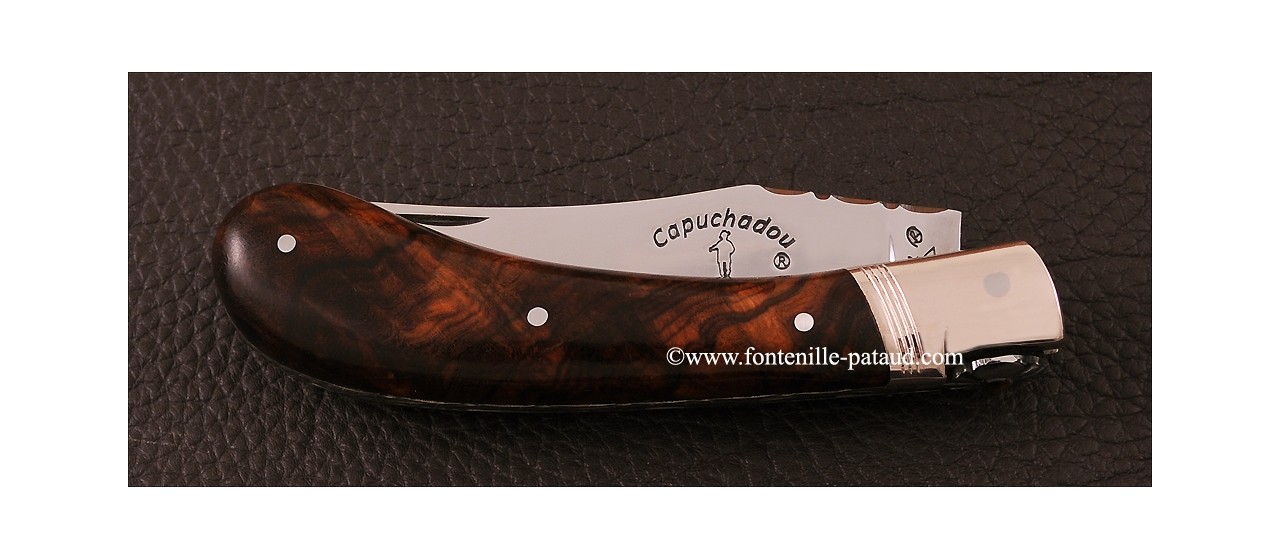 "Le Capuchadou-Guilloché" 10 cm hand made knife, Ironwood