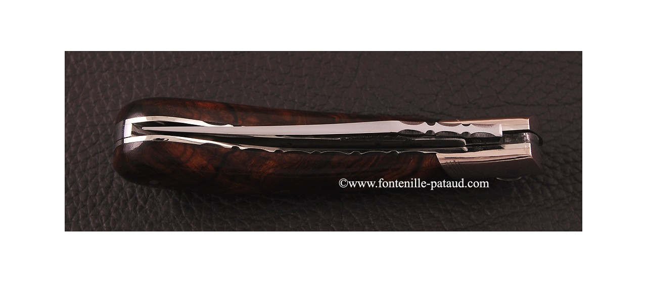 "Le Capuchadou-Guilloché" 10 cm hand made knife, Ironwood