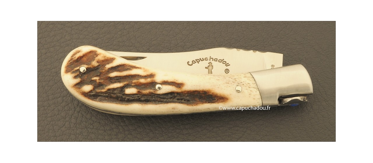 "Le Capuchadou-Guilloché" 10 cm hand made knife, Stag