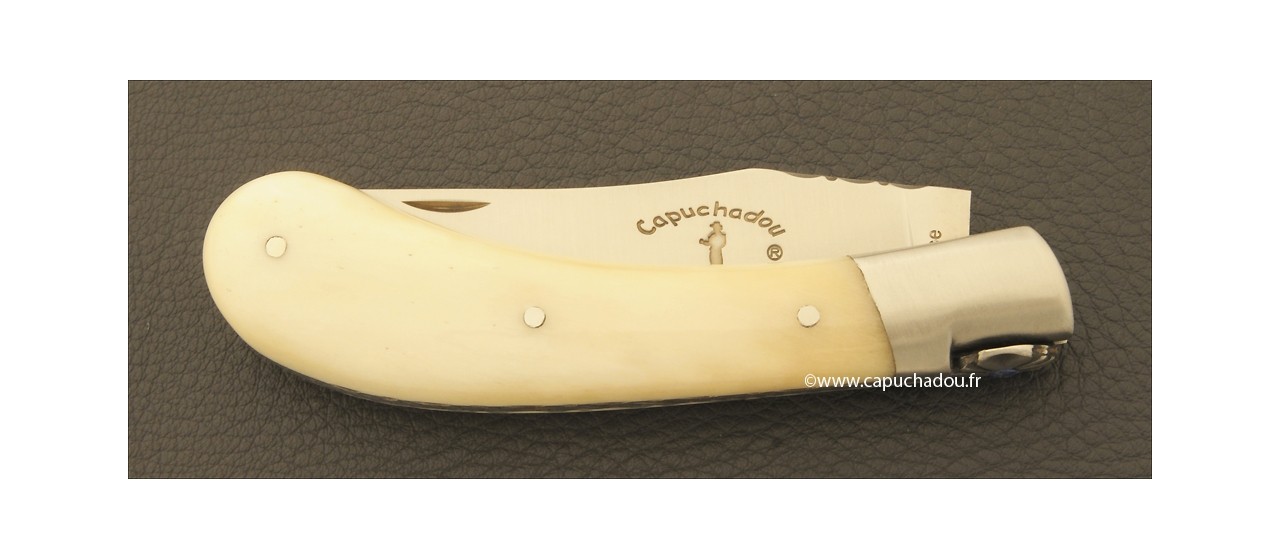 "Le Capuchadou-Guilloché" 10 cm hand made knife, real bone