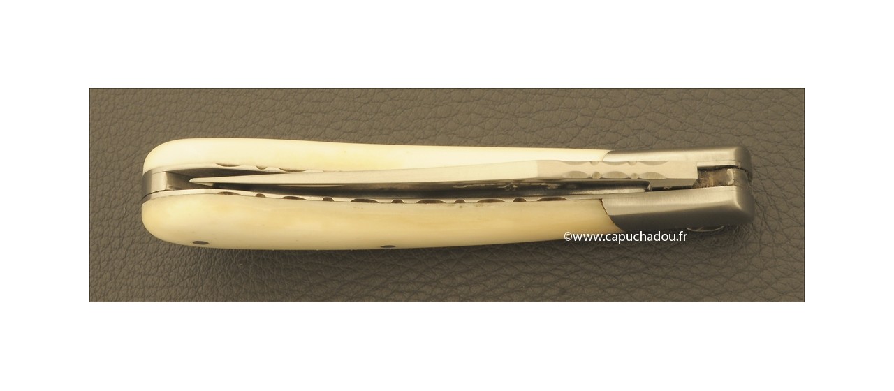 "Le Capuchadou-Guilloché" 10 cm hand made knife, real bone