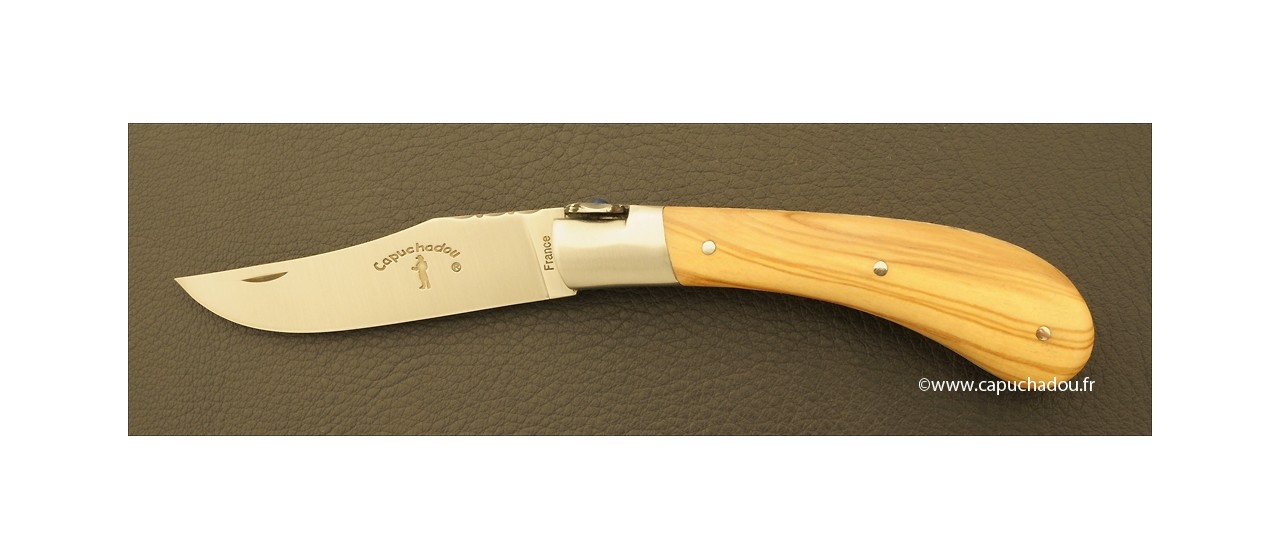 "Le Capuchadou-Guilloché" 10 cm hand made knife, olivewood