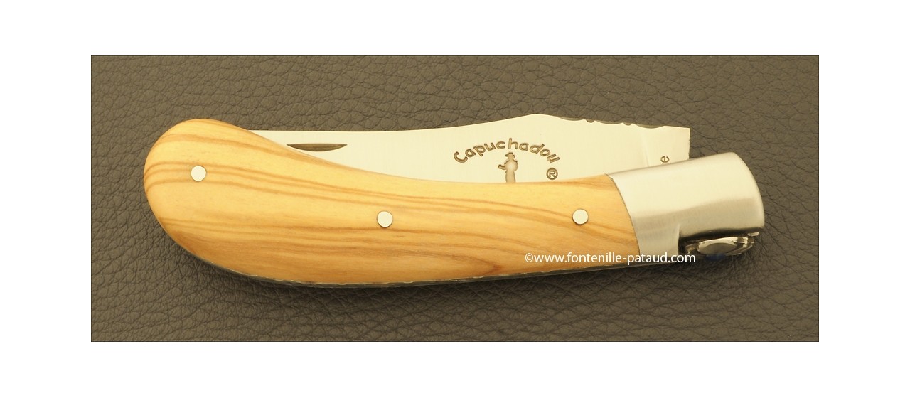 "Le Capuchadou-Guilloché" 10 cm hand made knife, olivewood