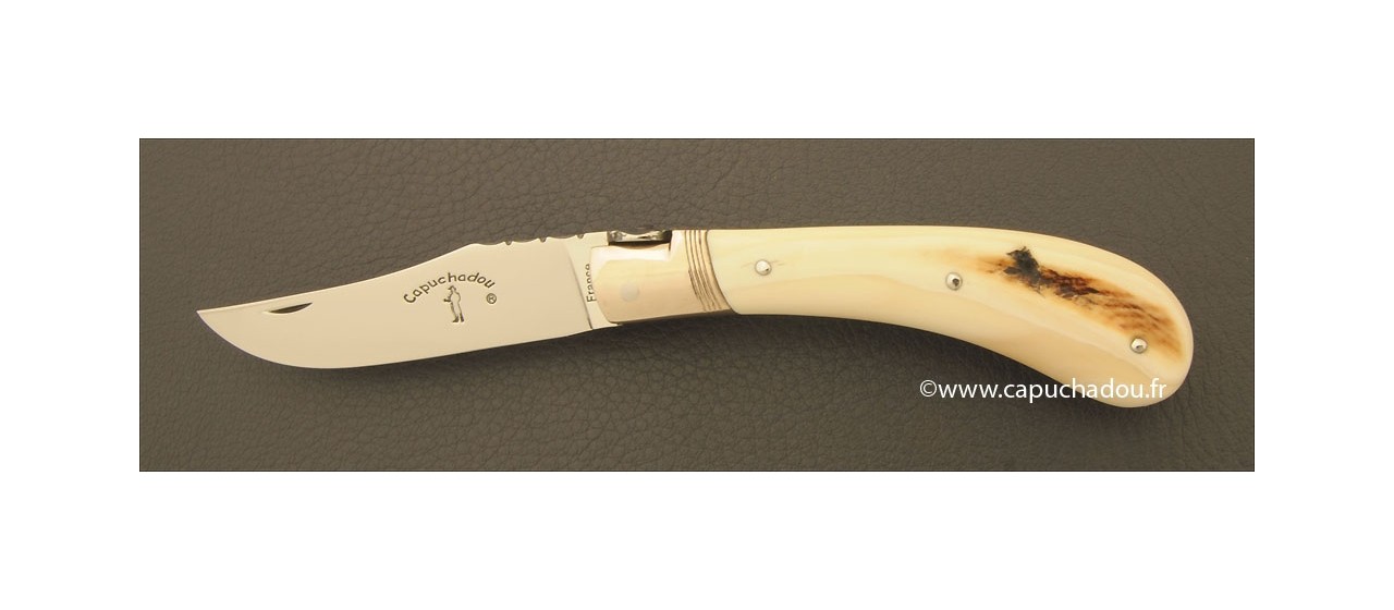 "Le Capuchadou-Guilloché" 10 cm hand made knife, warthog ivory