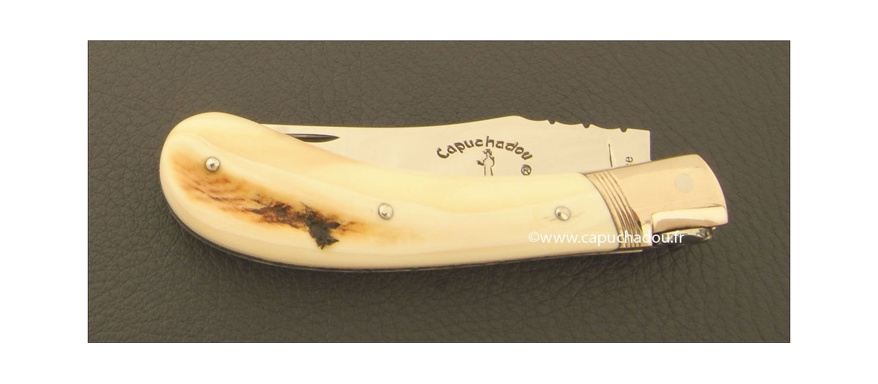 "Le Capuchadou-Guilloché" 10 cm hand made knife, warthog ivory