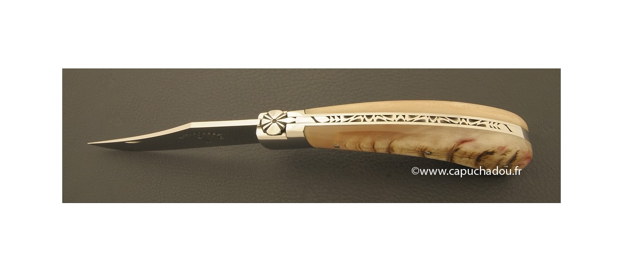 "Le Capuchadou" 12 cm hand made knife, ram horn