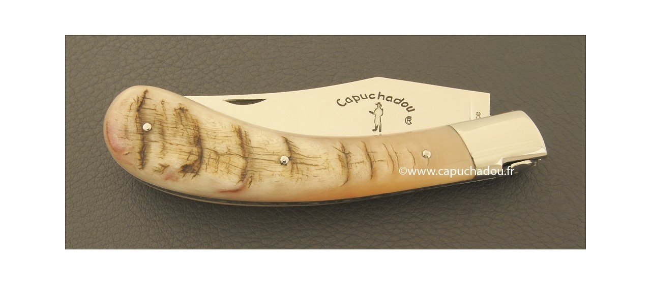 "Le Capuchadou" 12 cm hand made knife, ram horn