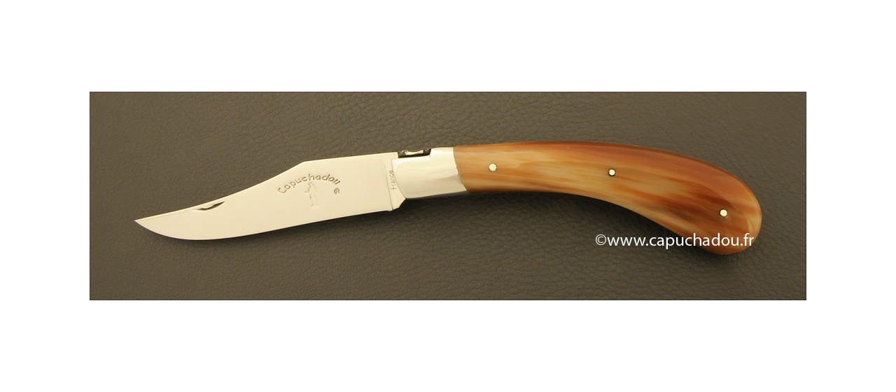 "Le Capuchadou" 12 cm hand made knife, cow horn tip