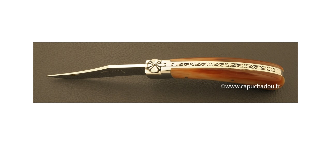 "Le Capuchadou" 12 cm hand made knife, cow horn tip