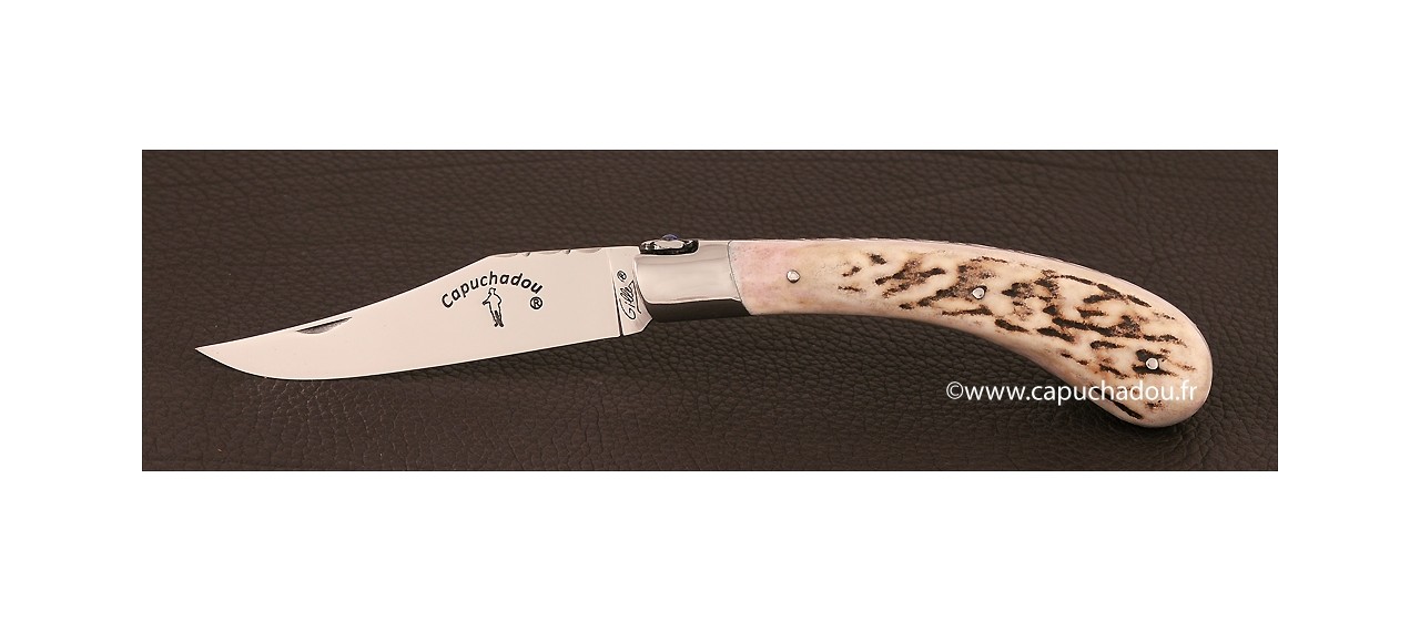 "Le Capuchadou-Guilloché" 12 cm hand made knife, Stag