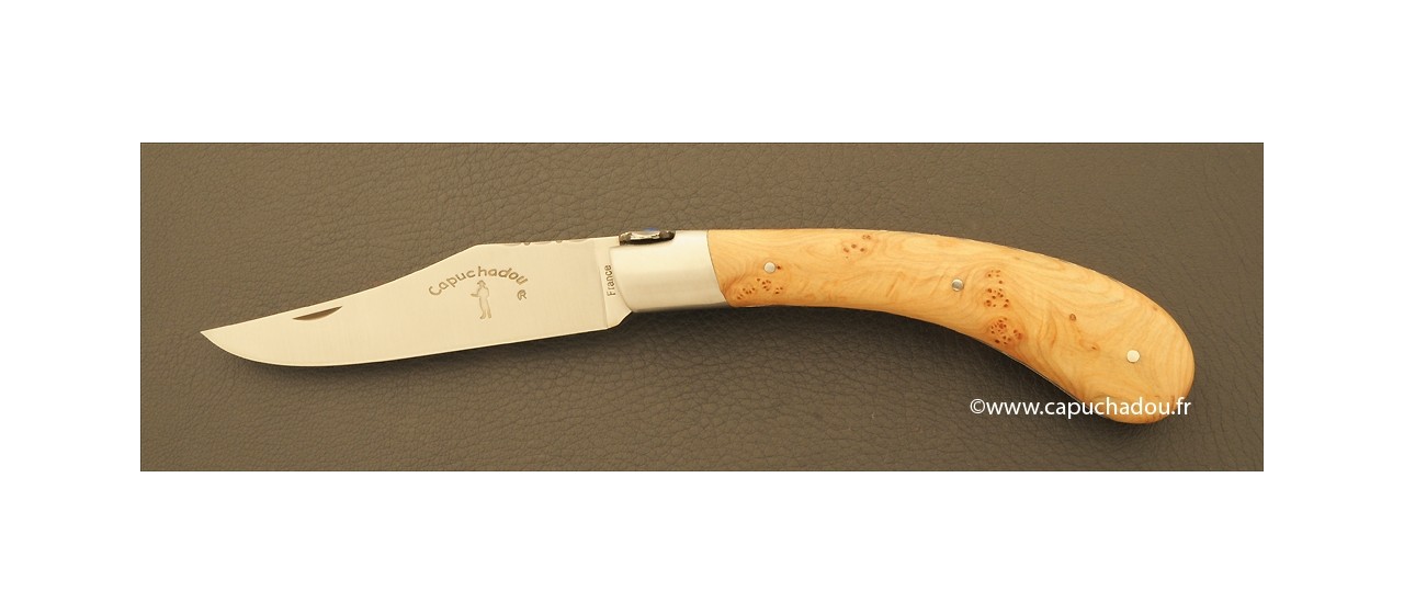 "Le Capuchadou-Guilloché" 12 cm hand made knife, juniper