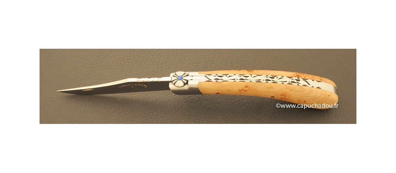"Le Capuchadou-Guilloché" 12 cm hand made knife, juniper
