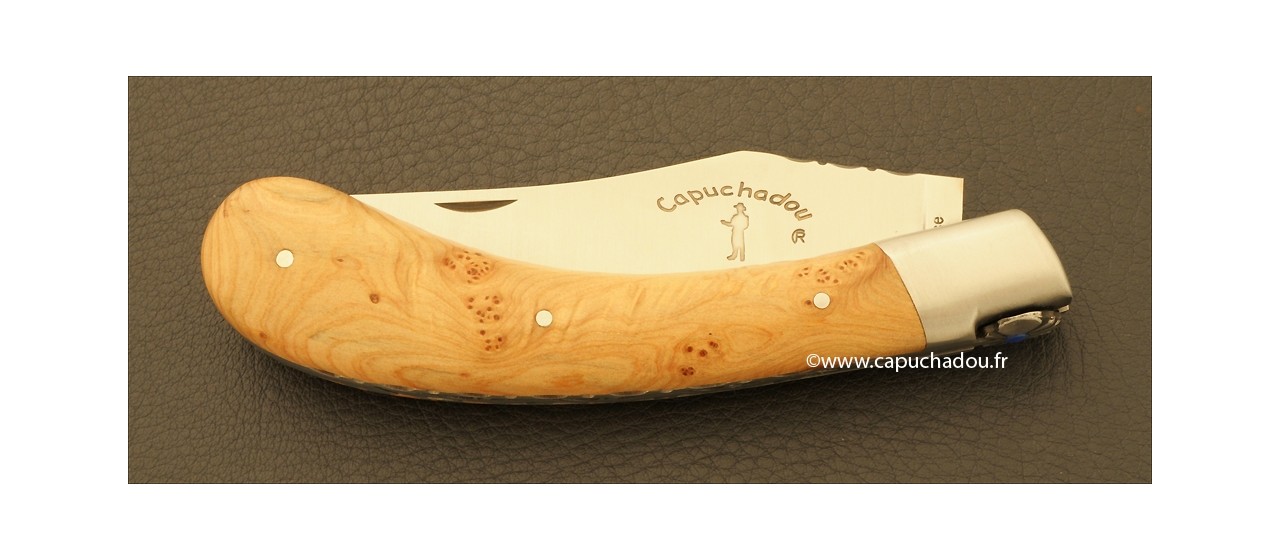 "Le Capuchadou-Guilloché" 12 cm hand made knife, juniper