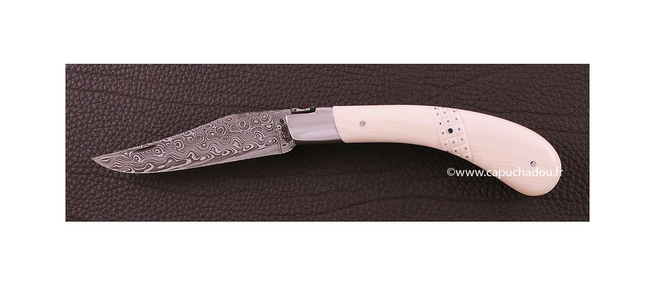Le Capuchadou 12 cm Aiguilles, Ivoire & Damas "Rose"