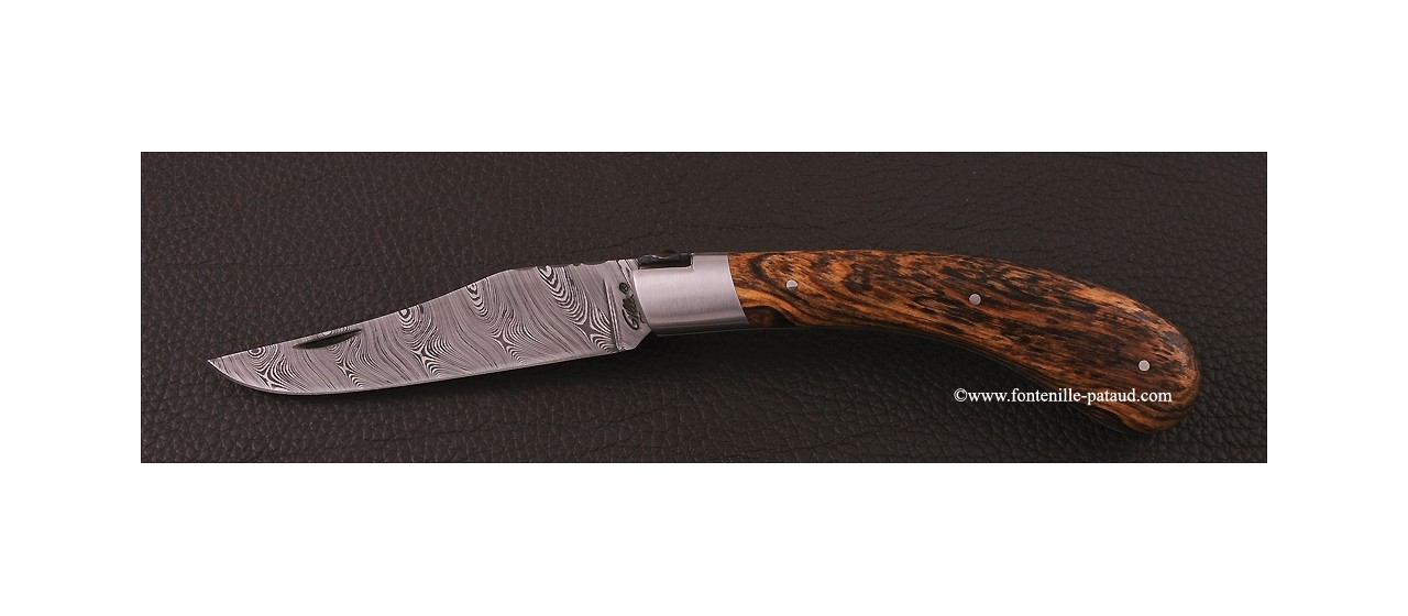 "Le Capuchadou" 12 cm hand made knife, Bocote & Damascus