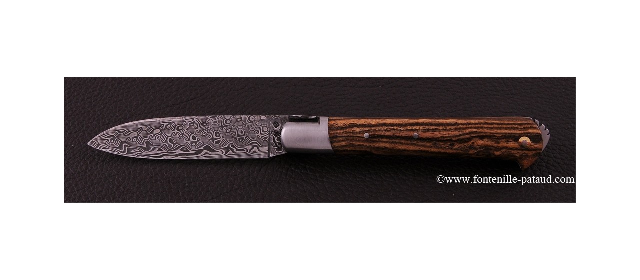 Le 5 Coqs knife damascus bocote hand made in France