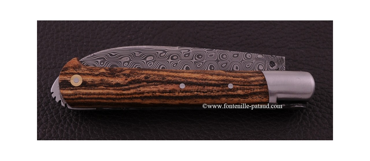Le 5 Coqs knife damascus bocote hand made in France