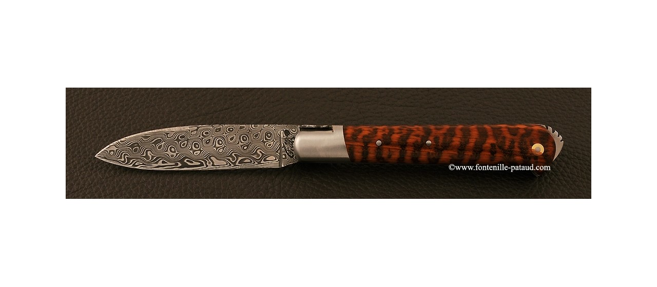 Le 5 Coqs knife Damascus Amourette hand made in France