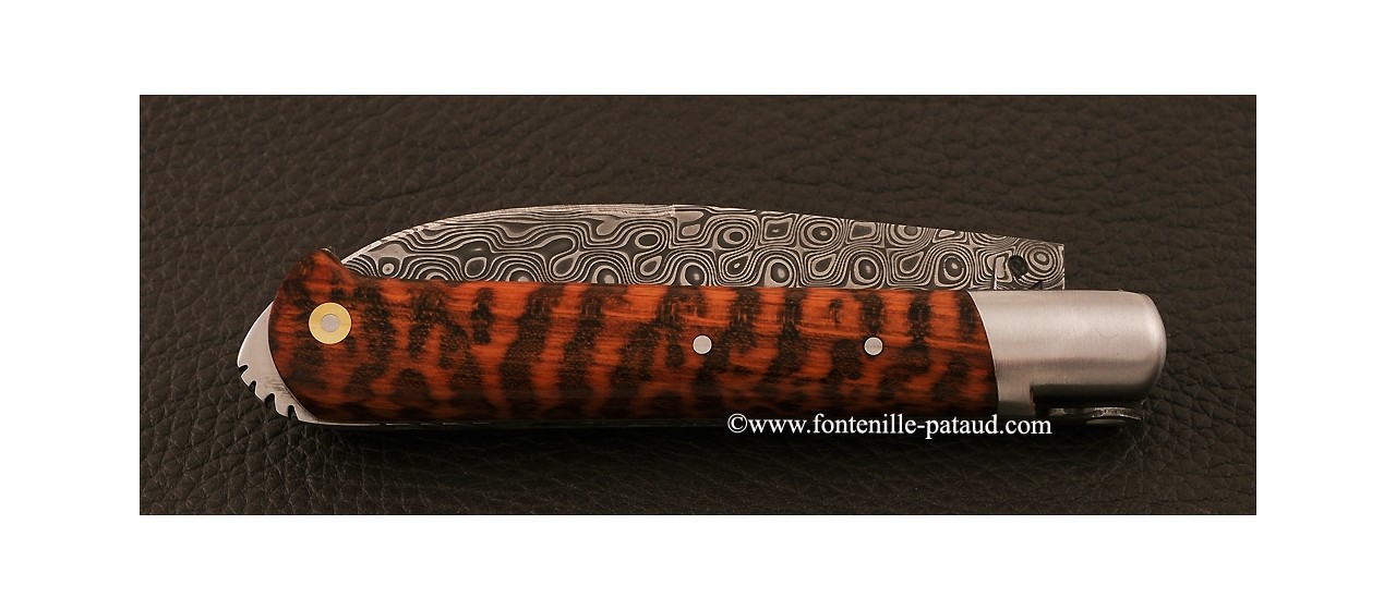 Le 5 Coqs knife Damascus Amourette hand made in France