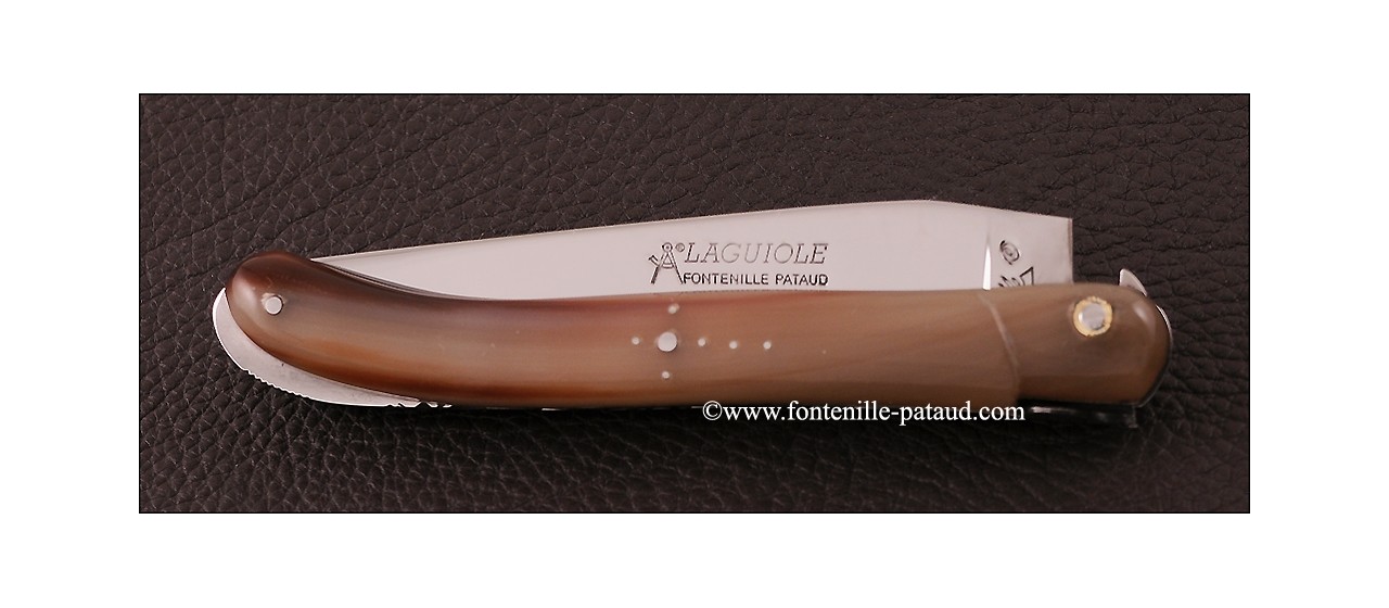 Real horn tip and laguiole knife handmade in France 