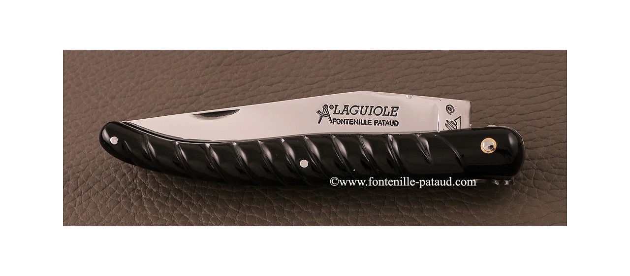 Antique laguiole knife carved buffalo horn tip