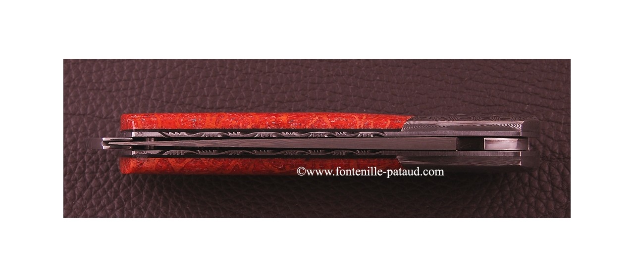 Le Thiers ® Gentleman knife Damascus Red coral, delicate filework