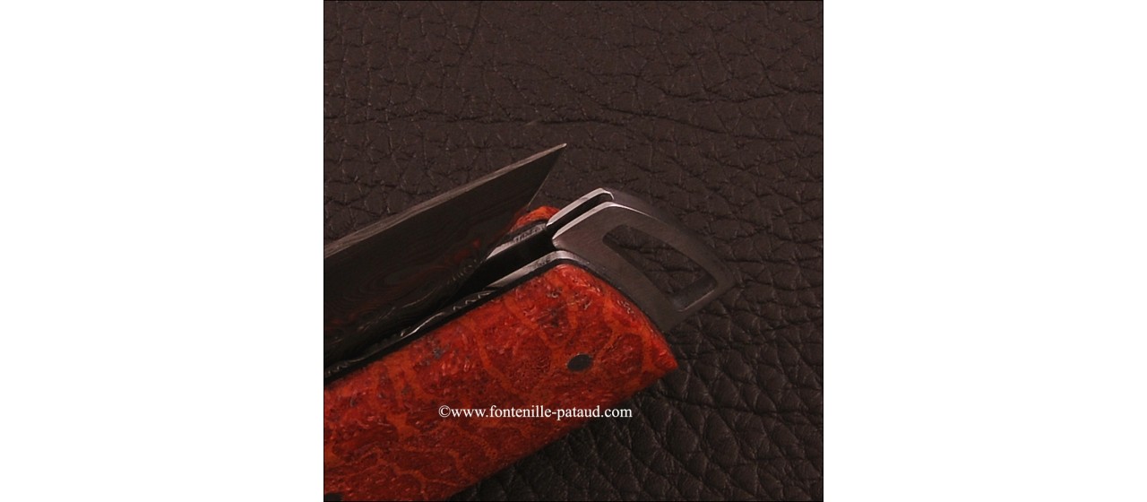 Le Thiers ® Gentleman knife Damascus Red coral, delicate filework