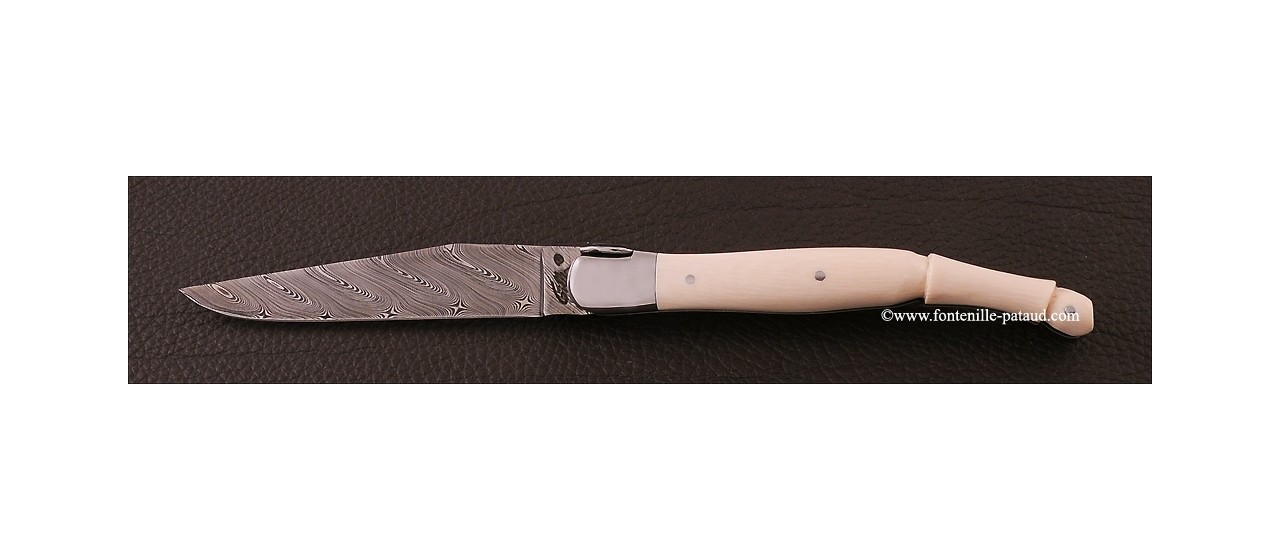 Real ivory laguiole knife and damascus blade