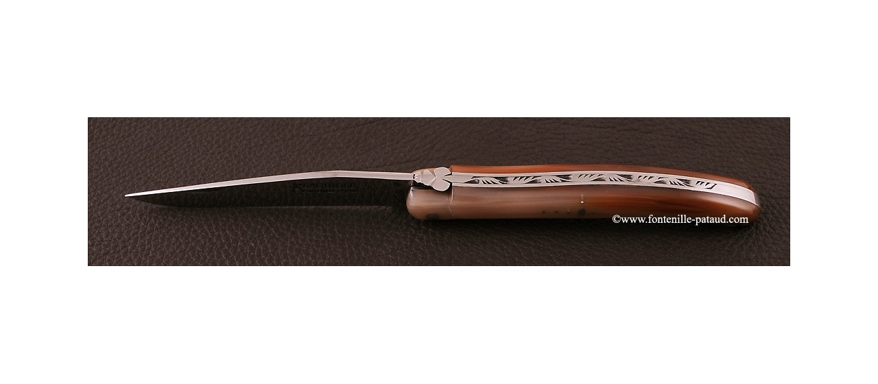 Typical laguiole knife, cow horn tip handle