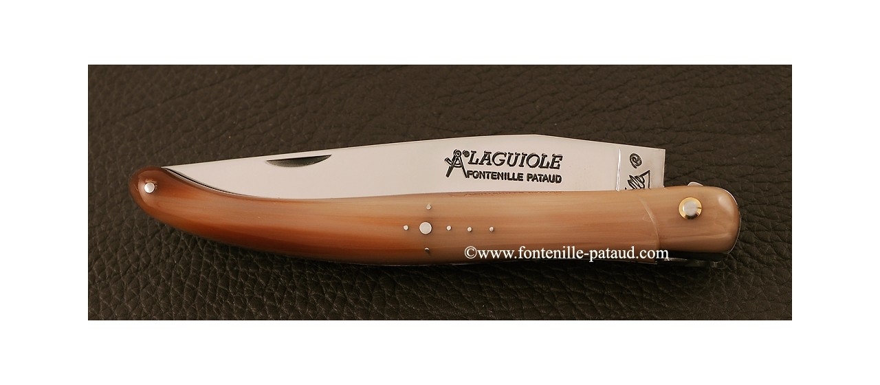 Typical laguiole knife, cow horn tip handle