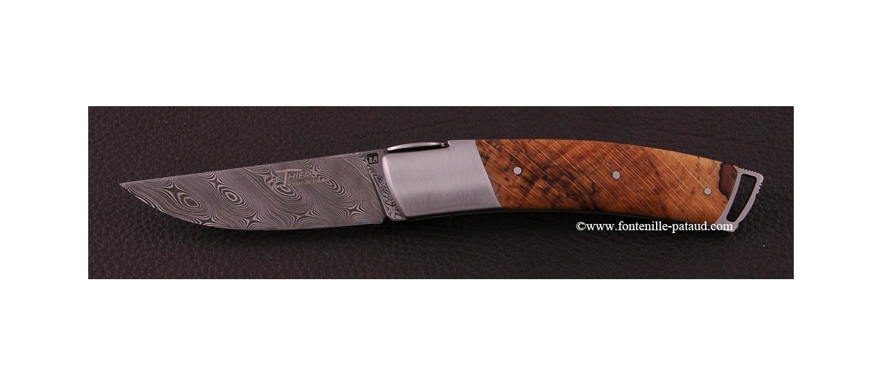 Le Thiers ® Gentleman knife Damascus Stabilized beech