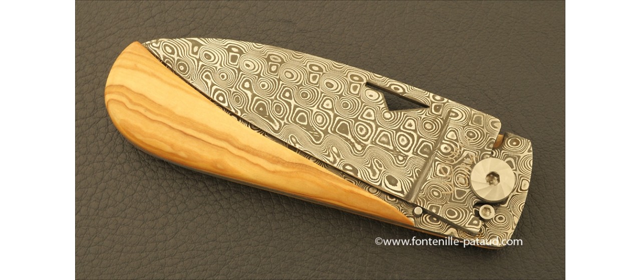 Corsican U Cumpa knife Damascus Range Olivewood