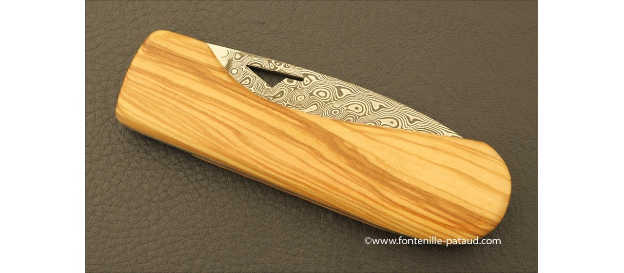 Corsican U Cumpa knife Damascus Range Olivewood