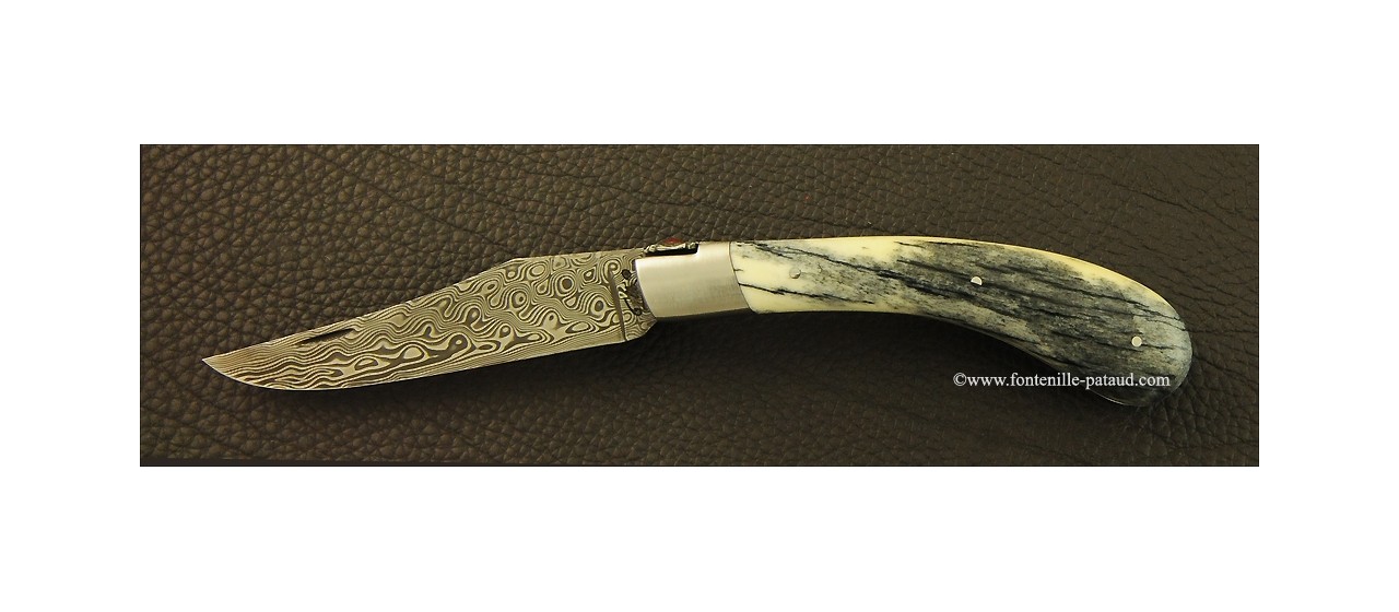 "Le Capuchadou" 12 cm hand made knife, giraffe bone & Damascus