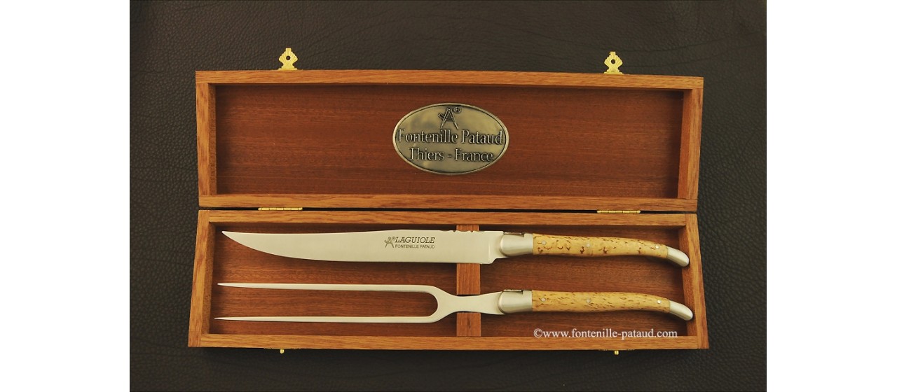 Laguiole Carving Set Curly birch