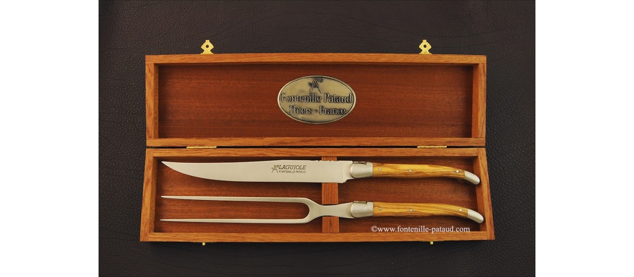 Laguiole Carving Set Olivewood
