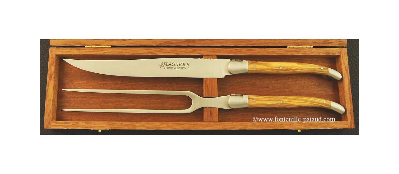Laguiole Carving Set Olivewood