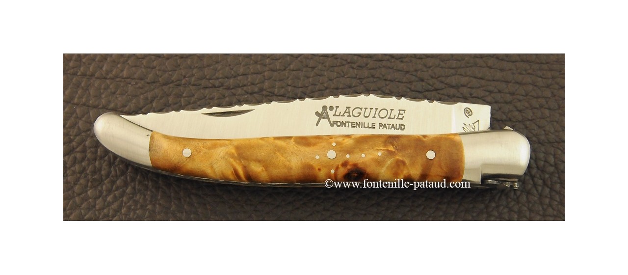 Laguiole Knife Traditional 11 cm Guilloche Range Stabilized poplar burl