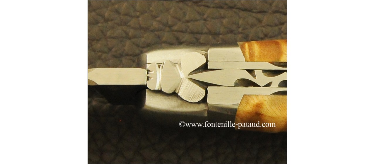 Laguiole Knife Traditional 11 cm Guilloche Range Stabilized poplar burl
