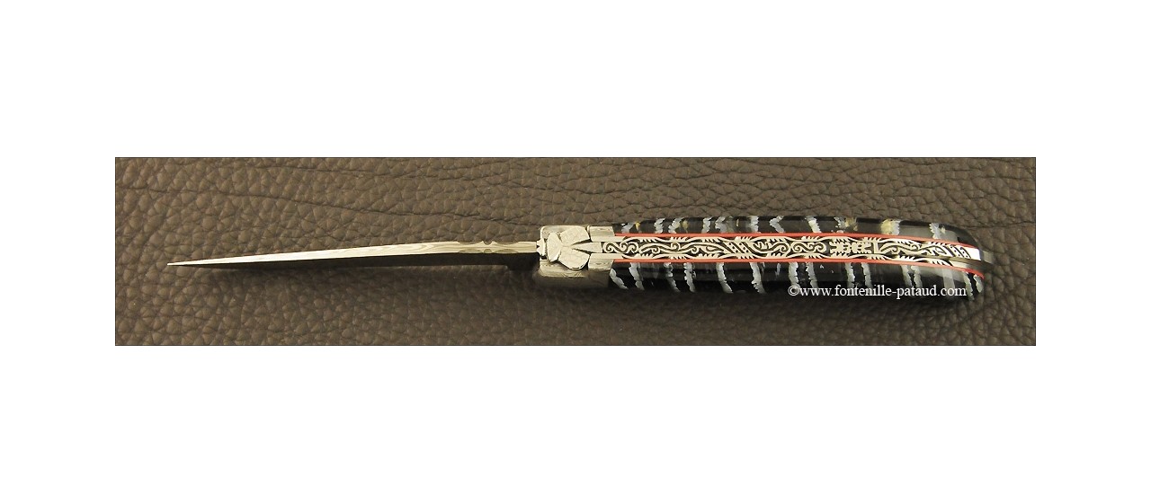 Couteau Laguiole Le Pocket Damas Molaire de Mammouth Guillochage fin