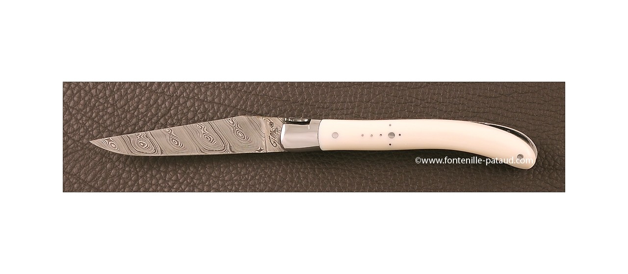 Laguiole Knife Le Pocket Damascus Range Real mammoth ivory