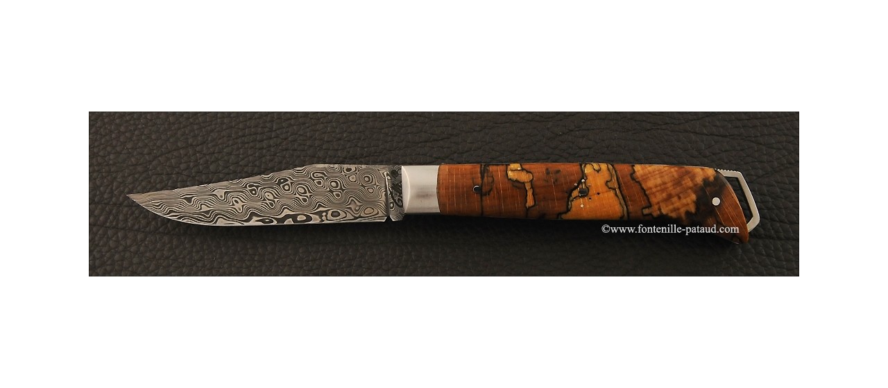 Le Saint Bernard Knife Damascus Stabilized beech