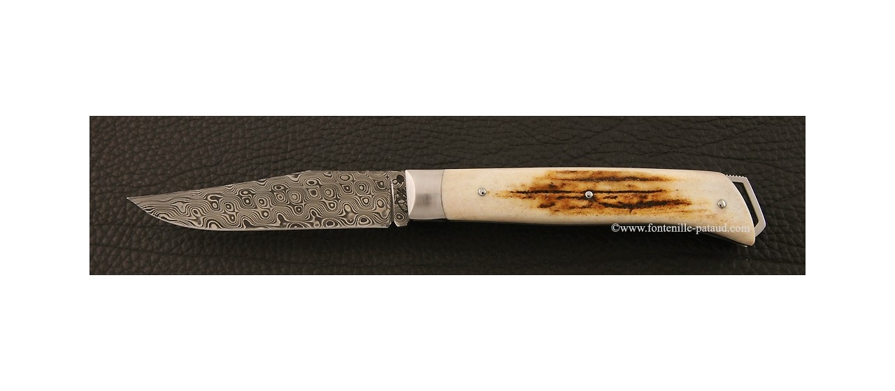 Couteau Le Saint Bernard Damas bois de cerf