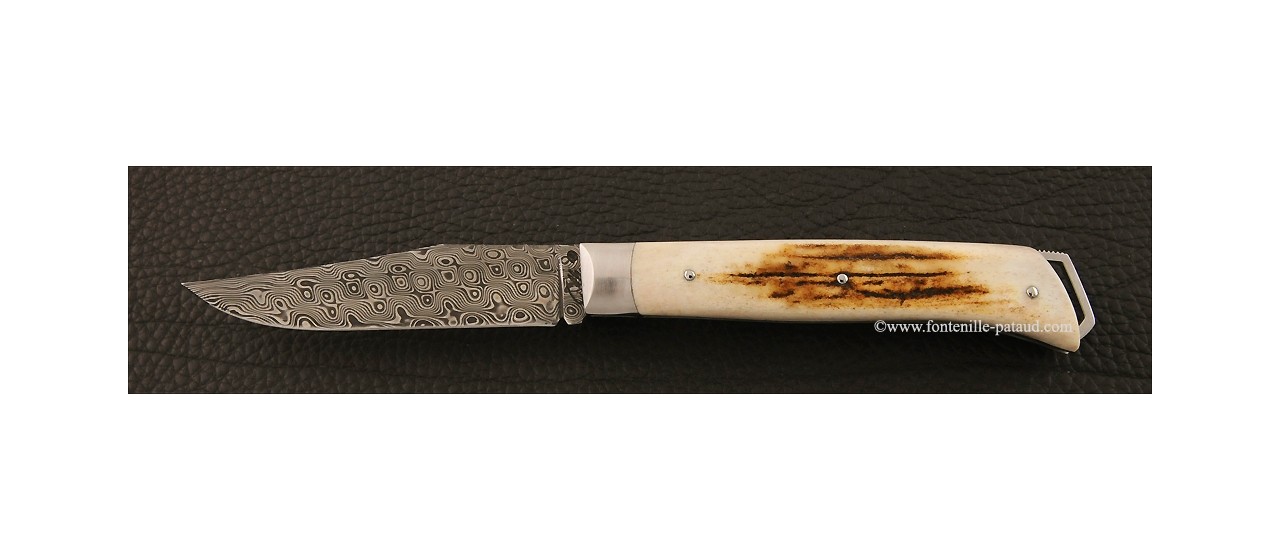 Le Saint Bernard Knife Damascus real stag