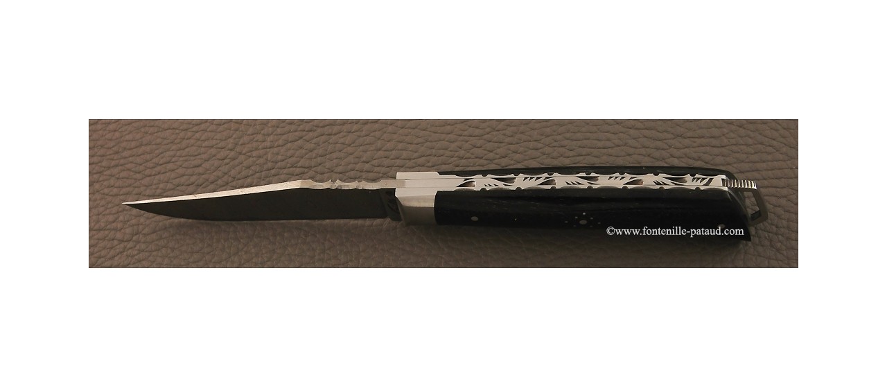 Savoy knife real ebony and damascus blade