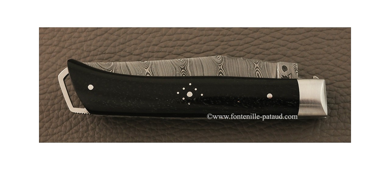 Savoy knife real ebony and damascus blade