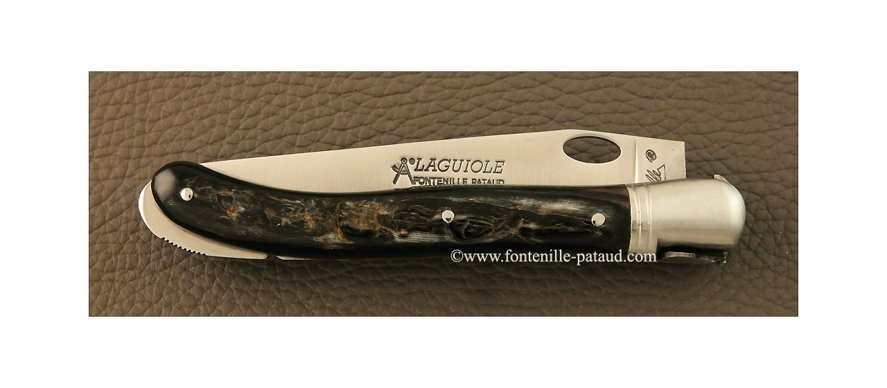 Laguiole nature knife dark ram horn