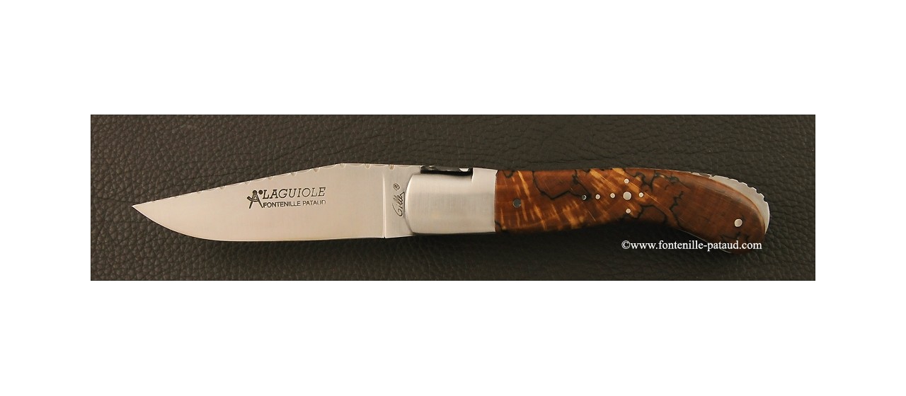 Laguiole Sport knife guilloché stabilized beech