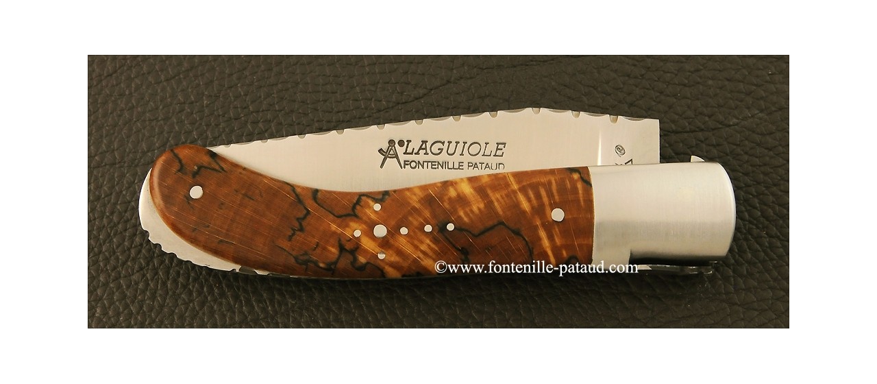 Laguiole Sport knife guilloché stabilized beech